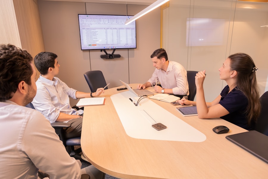Team discussing a project